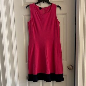 Talbots Fuchsia Sleeveless Dress with Navy Hem
